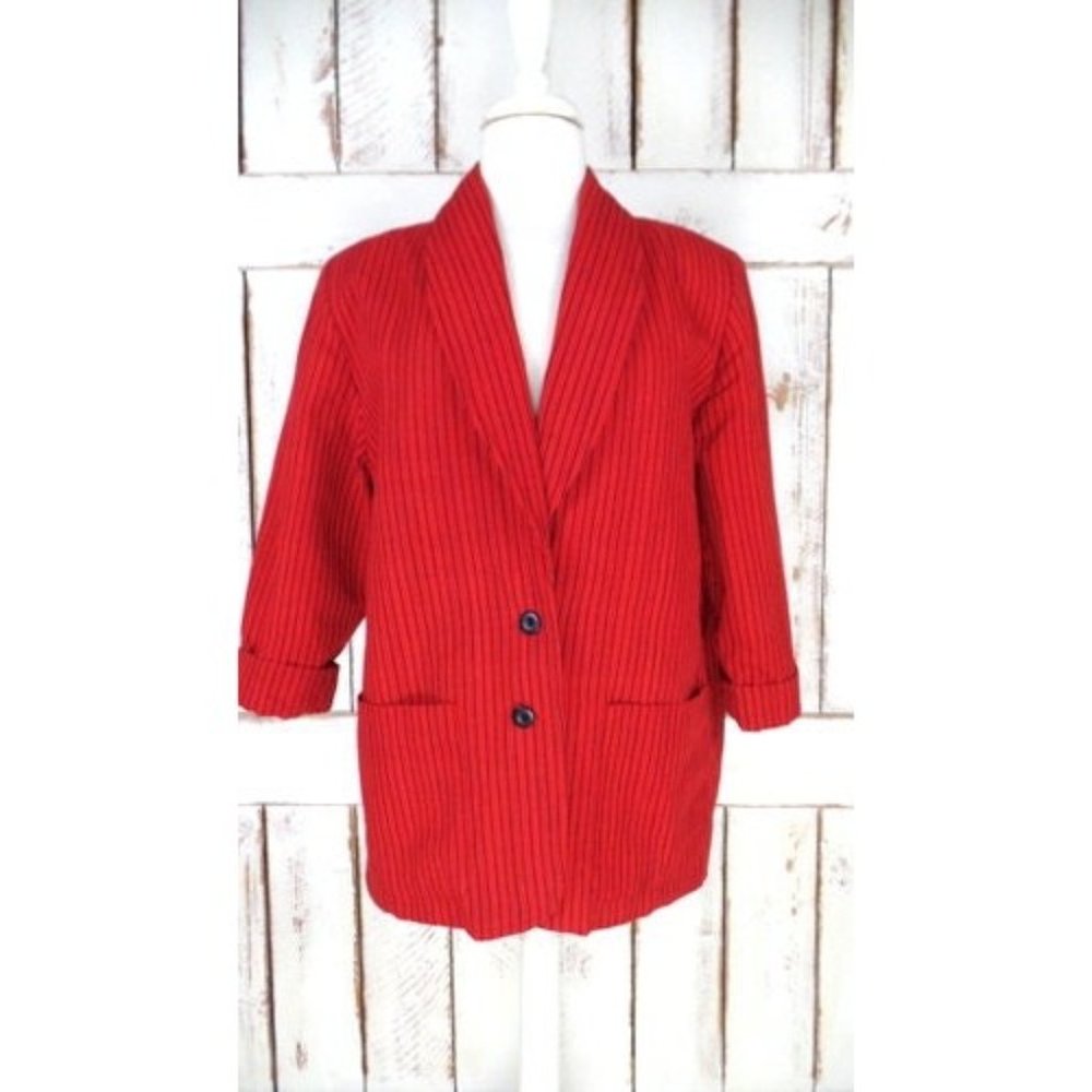 Vintage red black pin striped blazer jacket - Picture 5 of 5